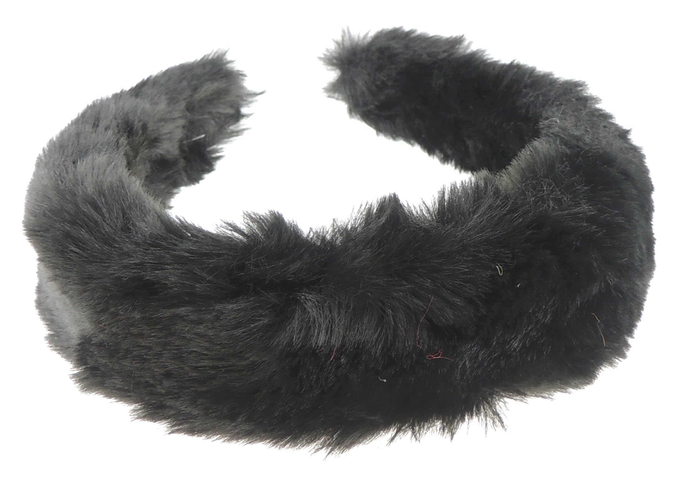 Ladies Wide Soft Faux Fur Fabric Winter Festive Headband Alice Band (Black)