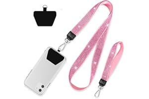 SHANSHUI Phone Lanyard, Universal Nylon Bling Neck Lanyard and Wrist Strap With 1 Patch Tether Cell Phone Charm Lanyard for All Smartphones