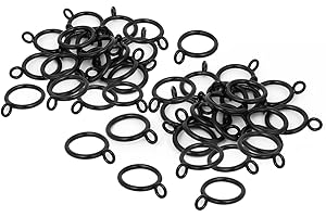 Curtain Eyelet Rings,Saim 40 Pcs 1-Inch Inner Diameter Metal Curtain Rings Drape Sliding Black