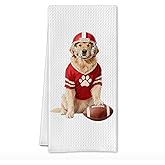 SereneHanctuary Funny Golden Retriever Football Kitchen Towels,Football Sports Golden Dog Dish Tea Towels Gifts for Women Men,Golden Retriever Decorative Hand Towel for Kitchen Bathroom,16x24 Inch