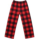 Ekouaer Boys Pajama Pants Soft Plaid Long Pj Pants Kids Cute Elastic Waist SLeep Bottoms with 2 Pockets 6-14 Years