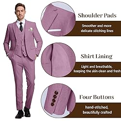 High-End Suits Retro Light Purple Linen Men Suit
