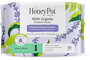 THE HONEY POT COMPANY Honey Pot 100% Organic Cotton Cover Calming Herbal Infusion Long Liners, 30 Count