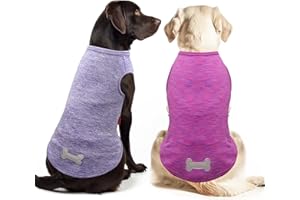 KYEESE 2 Pack Dog Shirts Quick Dry Soft Stretchy Pet T-Shirts with Reflective Label Tank Top Sun Protection Sleeveless Vest Dog Clothes for Small Medium Dogs, XX-Large, Purple+Pink