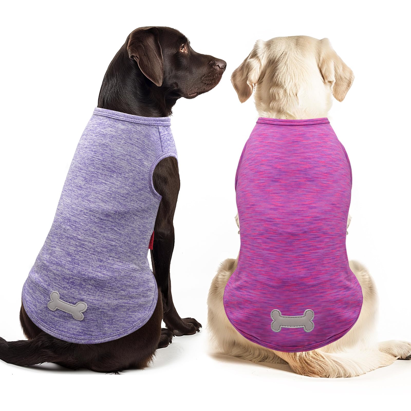 Photo 1 of KYEESE 2 Pack Dog Shirts for Large Dogs Quick Dry Breathable Stretchy Sun Protection Pet T-Shirts with Reflective Label Tank Top Sleeveless Vest Dog Clothes, Purple+Pink, 3XL