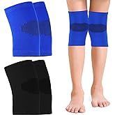 Skylety 2 Pairs Kids Knee Sleeve Kids Knee Brace Children Support Compression Child Sleeve Pads for Basketball, Volleyball, Sports, Gymnastics(Small,Blue, Black)