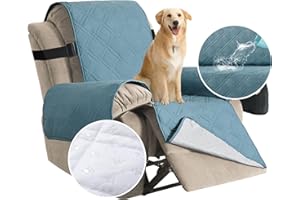 H.VERSAILTEX 100% Waterproof Recliner Covers for Living Room Double Protection Recliner Chair Cover Washable Furniture Protector Recliner Slipcover for Dogs, Pets, Kids (Recliner, Smoke Blue)