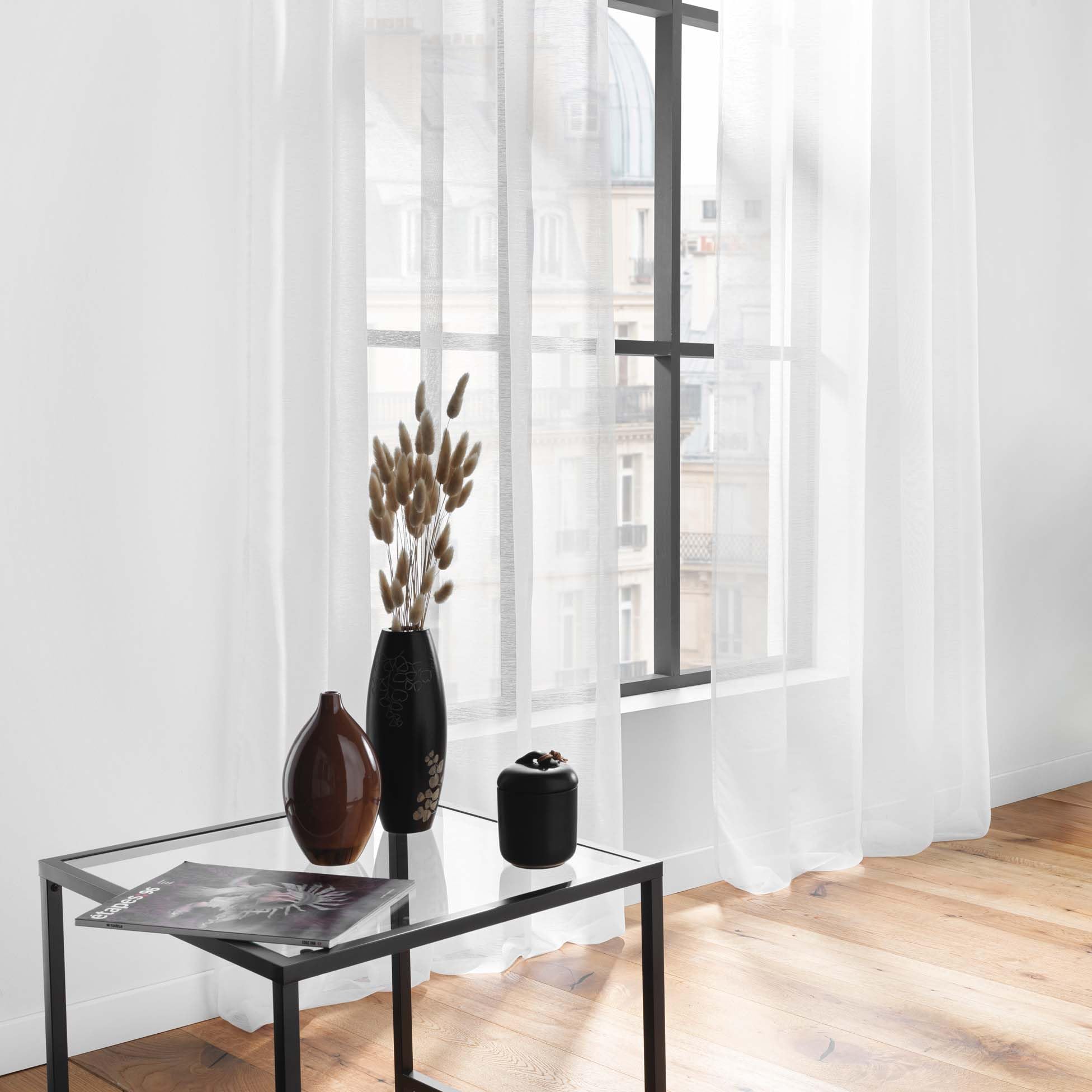 Douceur D'Interieur 140 x 240 cm Curtain Rings Voile Sable Lissea Blanc