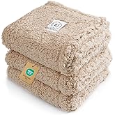 1 Pack 3 Calming Blankets Fluffy Premium Fleece Pet Blanket Soft Sherpa Throw for Dog Puppy Cat Beige Small (23" x16'')