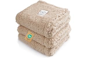 Luciphia 1 Pack 3 Blankets Fluffy Premium Fleece Pet Blanket Soft Sherpa Throw for Dog Puppy Cat Beige Medium(30 * 20")