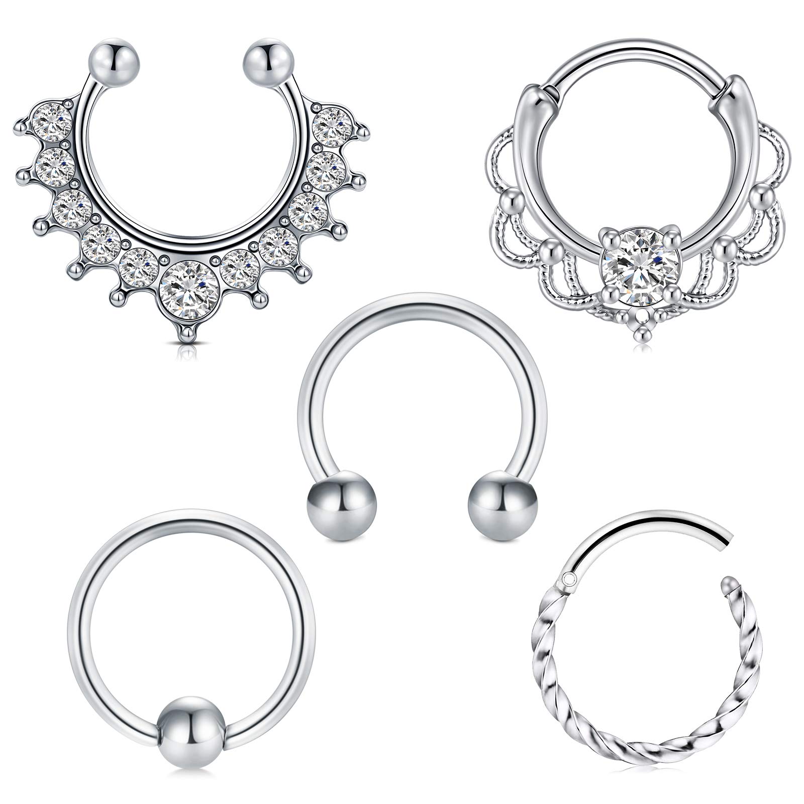 Funseedrr Horseshoe Nose Septum Labret Ring Surgical Steel 16G 8mm 10mm 12mm Hoop Lip Tragus Helix Cartilage Eyebrow Piercing Ring