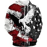 GANMP American Flag Eagle Men's Hoodie 3D Printed Pullover Hooded Sweatshirt Cool Outfits With Pockets