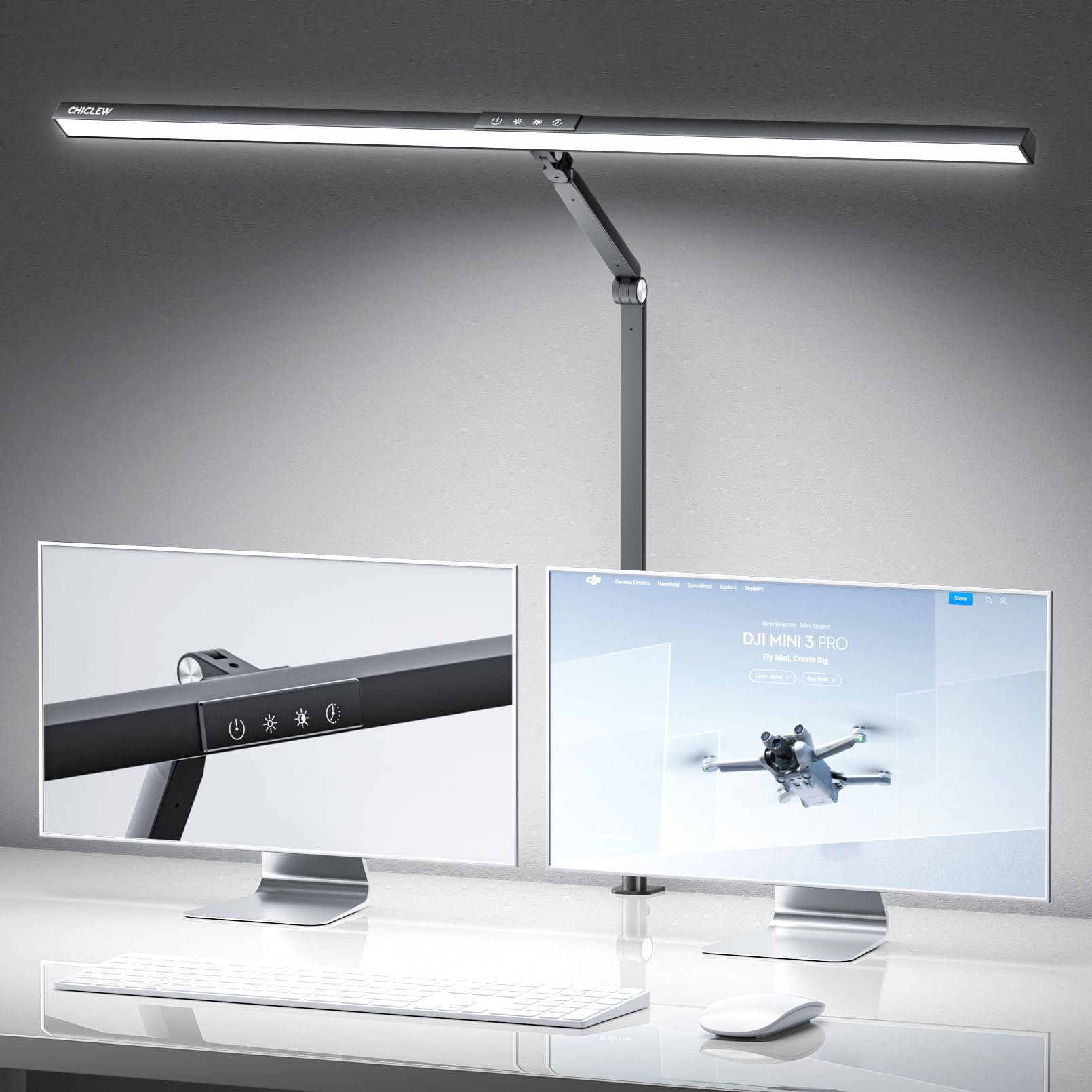 CHICLEW LED Desk Lamp for Home Office, 5 Colors Lighting 5 Brightness Levels Eye-Caring Task Architect Reading Table Lamps, Adjustable Clamp Light for Study Work, Touch Control