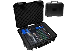 MIKIJOY4U Mixer Hard Case for YAMAHA MG10XU/ MG10 10-Input Stereo Mixer/ MG06 Hard Shell Carrying Storage Case Equipped with Comfort Handle with Customizable Foam