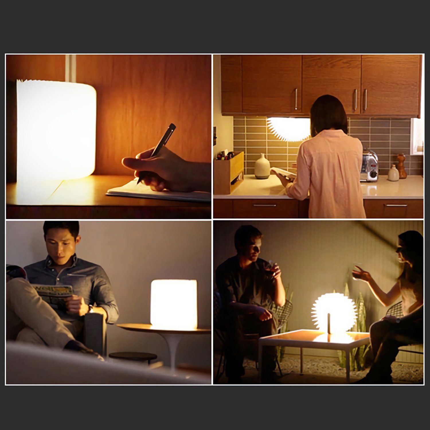 LED Book Lamp, Wireless Wooden Folding Book-Shaped Reading Night Light Table Lamp with USB Rechargeable 4 Changeable Colors for Decor Birthday Gift Halloween Lighting Kids Children Sleeping