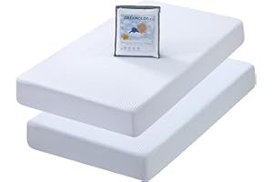 Dreamology 2 Pack Mini Crib Mattress Protector, Waterproof, Quilted, 38x24 Inch, White