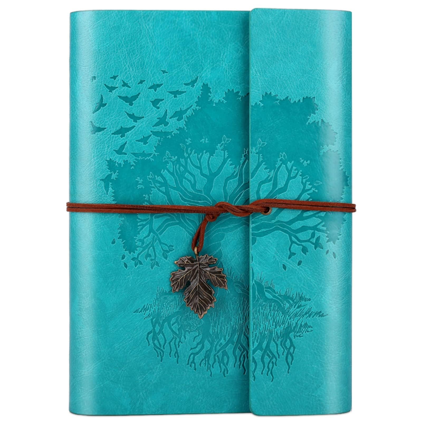 Photo 1 of Leather Journals Notebooks with Blank Pages, Vintage Refillable Journal for Writing, Personal Travel Diary Art Sketchbook to Write in, Gifts for Women, Men, Teen Girls and Boys, 160 Pages A5 (Blue)