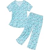 Century Star Women Summer Pajamas Soft Sleepwear Top with Capri Pants Ladies Short Sleeve Cotton Pajamas Sets