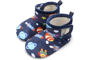 BARERUN Toddler Slippers Girls Boys House Shoes Baby Winter Booties Plush Cozy Kids House Slipper Warm Lightweight Infant Walking Shoes Socks