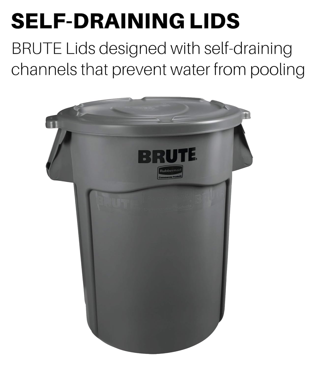 Rubbermaid Commercial Products 32-Gallon Brute Flat Container Lid, 32 Gallon, Gray: Industrial & Scientific