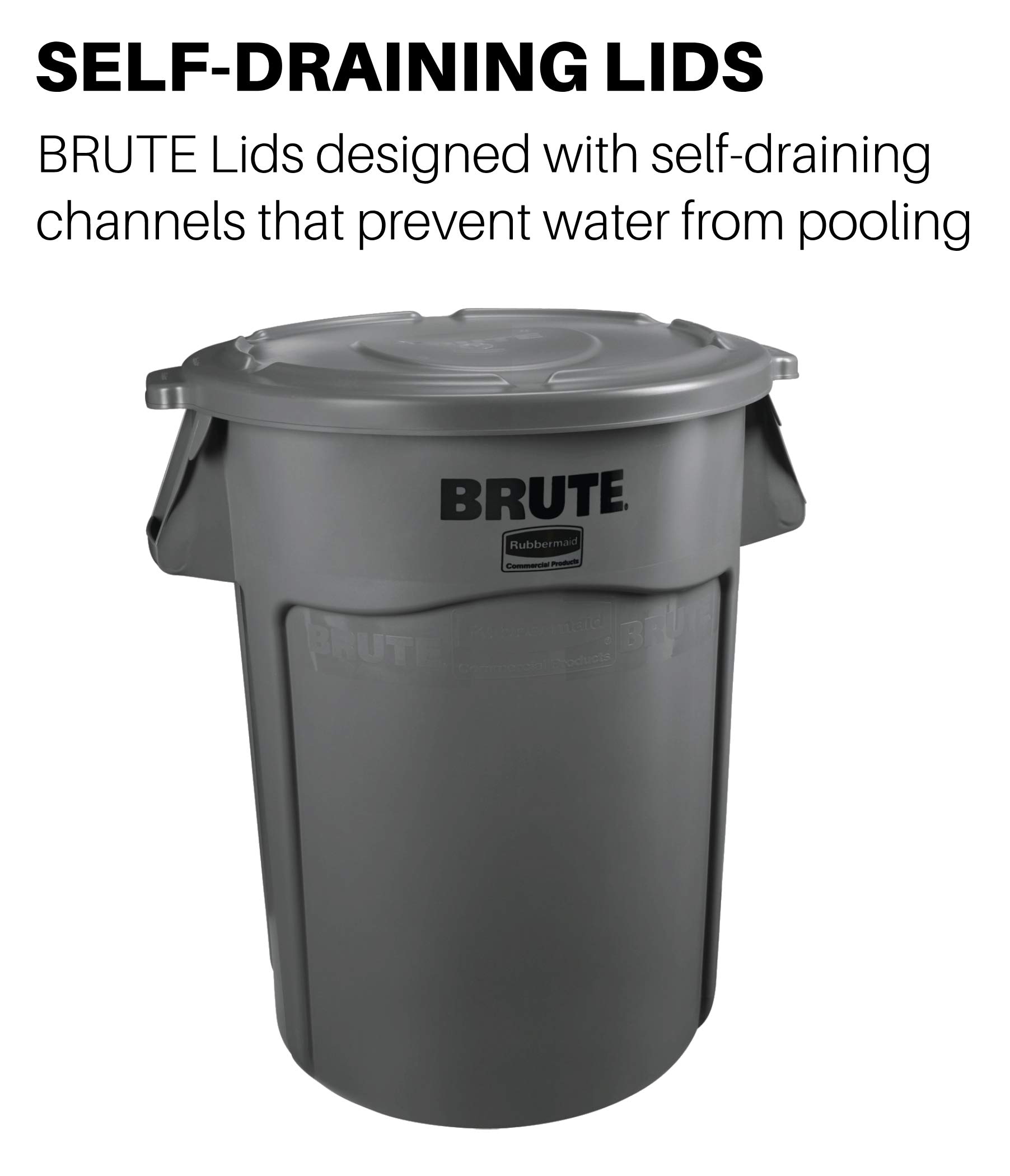 Rubbermaid BRUTE Round Container Lid for 166L (44 Gallon) Gray FG264560GRAY
