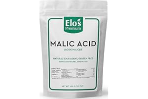 Malic Acid Powder by Elo’s Premium (100 g) Packaged in CANADA, Gluten Free, Food Grade Natural Sour Agent for Candy, Wine, Po
