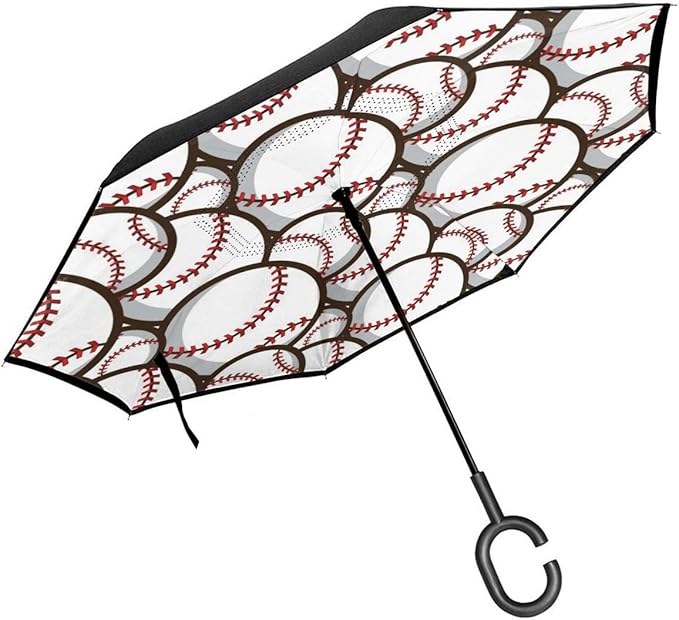 Baseball Double Layer Inverted Umbrella With CShaped