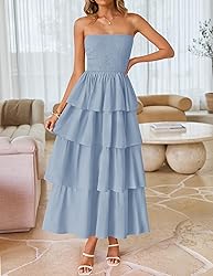 ZESICA Women‘s Summer Boho Strapless Maxi Dress