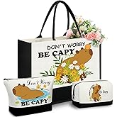 Paterr 3 Pcs Tote & Make up Bag Gifts for Women Canvas Reusable Grocery Bag Birthday Gifts for Lady Friends Sisters