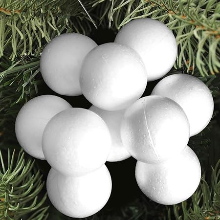 Bakaji 100 Palline Di Natale In Polistirolo Bianche Confezione Palla Natalizia 5 Cm Per Decorazione Natalizie