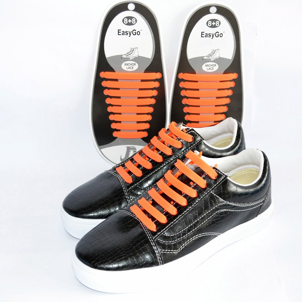 EasyGo Silicone Elastic Shoelaces No Tie 16PCS for Sneakers Kids and