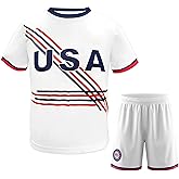 shanovelle USA United States Kids Boys Youth Sports Soccer Football Kit Jersey Shirt Shorts Set
