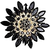 Premium Rhinestone Sunflower Brooch Pin for Women,Pink/White/Red/Black Flower Brooch Stylish Elegant Crystal Brooch Clothing Hat Bag Accessories Jewerly Gifts