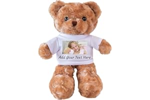 Custom Photo Teddy Bear Plush Toy - Personalized Stuffed with Text/Image for Birthday, Christmas, Baby Shower - Double-Sided 