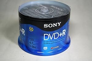 Sony DVD+R Discs, 4.7Gb, 16X, 50/Pack