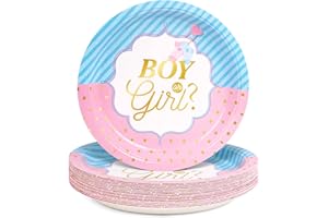 DECORLIFE Gender Reveal Plate for 30 Guests, 9 Inch Baby Gender Reveal Party Supplies for Pink and Blue Gender Reveal Decorations