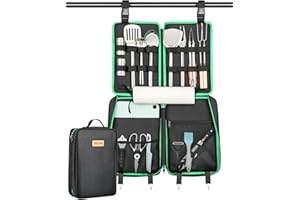 FANGSUN Camping Utensil Set, Portable Camping Cooking Utensils, Camp Cooking Mess Kit Organizer for BBQ Grill Accessories for RV Kitchen, Hiking, Picnic, and Backpacking