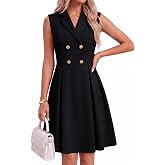 GRACE KARIN Women's 2026 Summer Business Casual Dress | Sleeveless A Line Midi Dresses,Work Graducation Outfits,Professional Office Blazer,Fit and Flare,Pleated Skirt