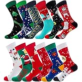 Gellwhu Mens Christmas Socks Christmas Gifts Stocking Stuffers for Adults Fun Crazy Holiday Cotton Socks