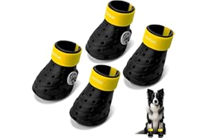WOOFTRAK Dog Shoes Breathable Dog Shoe for Hot Pavement, Dog Booties and Paw Protectors, Non-Slip Waterproof Dog Sandals Boots (Black+Yellow, L: (3.1’’x2.5'')(L*W))