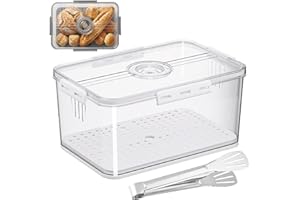 Airtight Bread Box for Kitchen Counter with Time Recording Lid, Clear Plastic Bread Storage Container for Homemade Bread, Sou