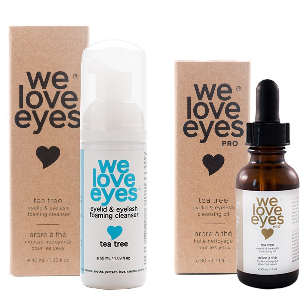 We Love Eyes- Tea Tree Eyelid Scrub Combo Kit - Eyelid Scrubs - Eyelid Hygiene - Wash away Bacteria, Demodex, Debris - Australian Tea Tree Oil - 100% Preservative Free Oil- 30ml