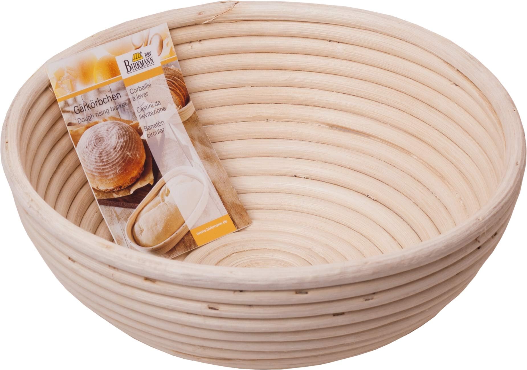 Birkmann Proving Basket Round 25cm, Rattan & Wicker, Beige, 25 x 25 x 8.5 cm