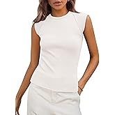 PRETTYGARDEN Women's Ribbed Tank Tops 2026 Summer Cap Sleeve Slim Fitted Knit Basic Casual Tee Shirts Trendy Fashion Clothes
