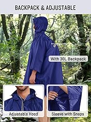 SaphiRose Hooded Rain Poncho Waterproof Raincoat
