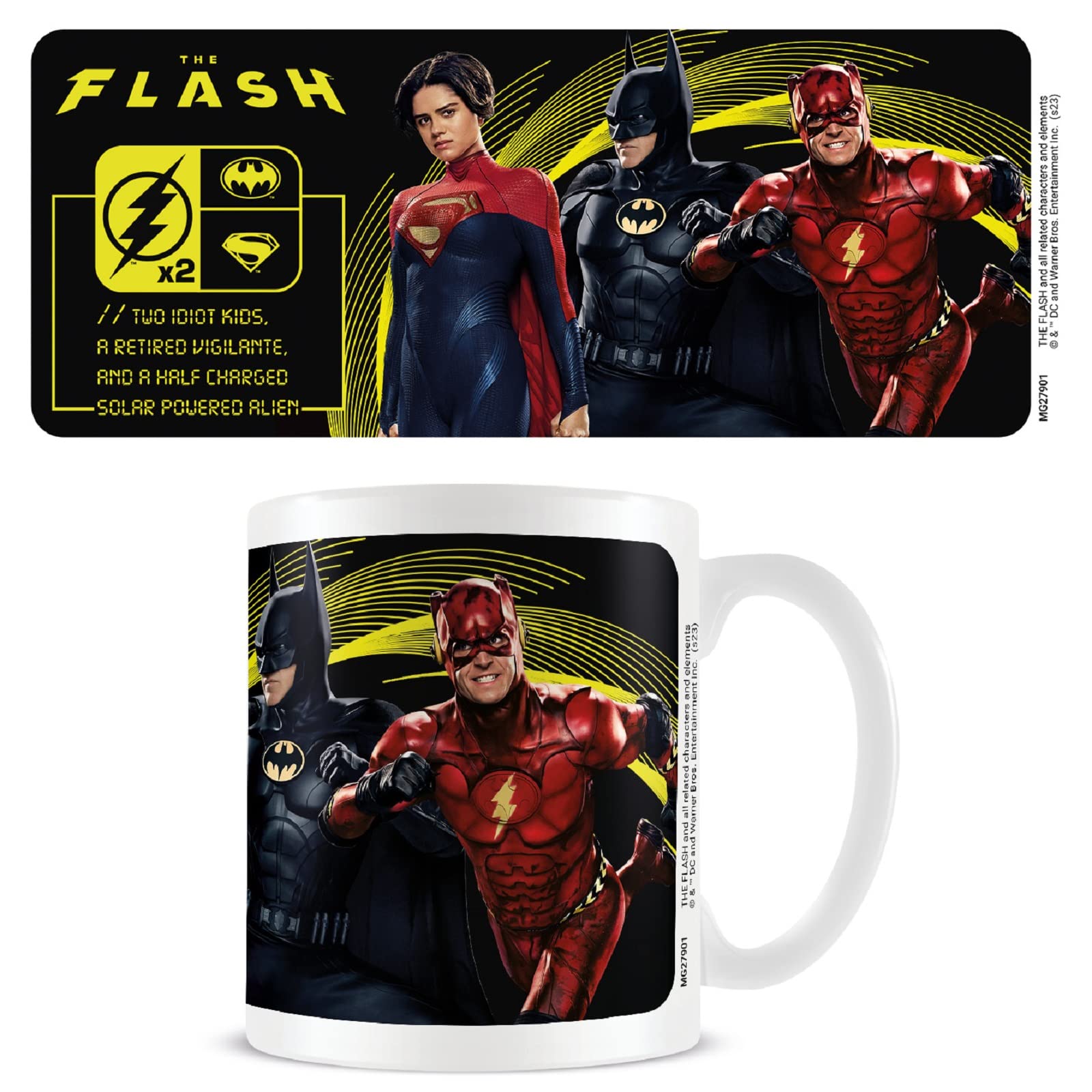 Pyramid International The Flash Mug (Three Heroes Design) 11oz Coffee Mug, Coffee Mugs for Women and Men - Official Merchandise, White
