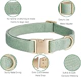 YUDOTE Ultra-soft Dog Collar Natural Cotton Corduroy Small Dogs Sage Green view 4