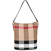 JOTHIN Tote Bag for Women Designer Handbags Canvas Plaid Purses and Handbags Bucket Bag Shoulder Bag(Black)