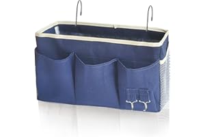 SMALIGOLA Bedside Caddy, Bedside Hanging Storage Organizer forBunk and Hospital Beds,College Dorm Bed，Can be Placed Glasses Books Mobile Phones(Navy Blue 1)