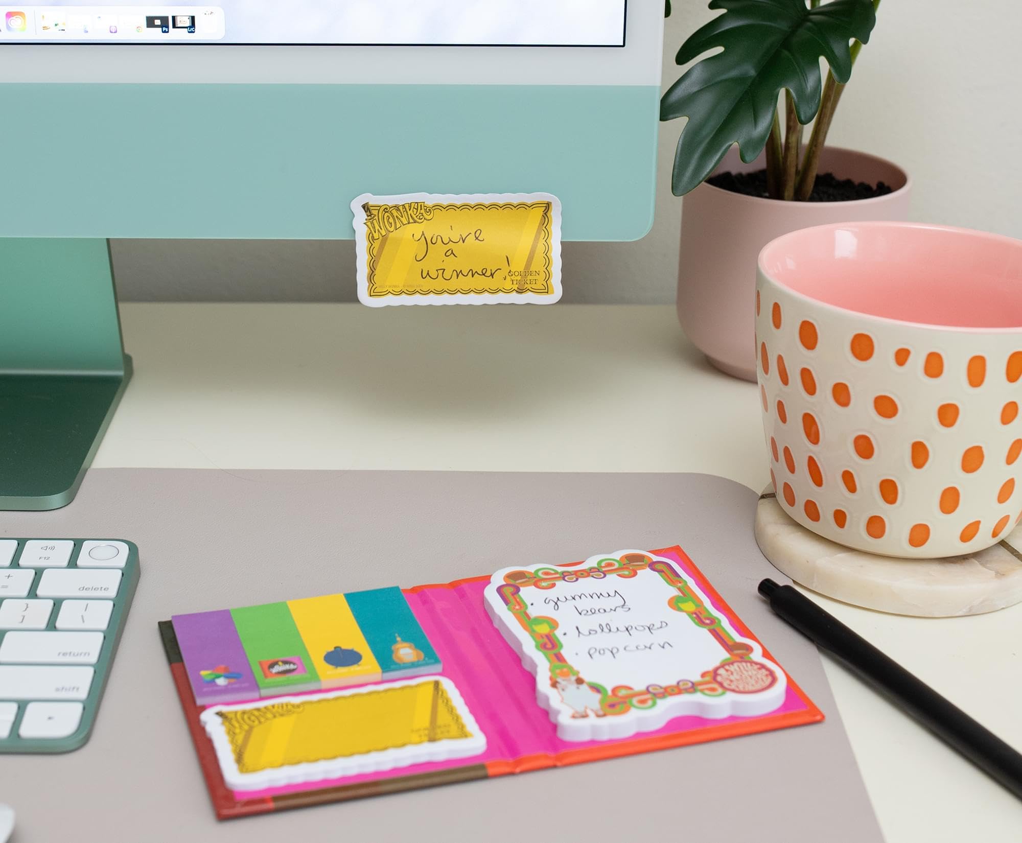 Willy Wonka Chocolate Bar Icons Sticky Note and Tab Box Set | Notepad Stationery Paper, School and Office Supplies